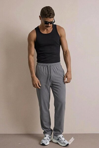 comstar Men's Comfortable Anthracite Loose Trousers with Elastic Waist