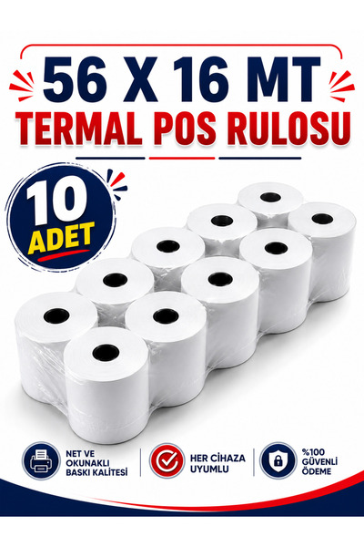 MİRAY 56x16 MT Termal Pos Rulosu 10 Adet 1 Paket