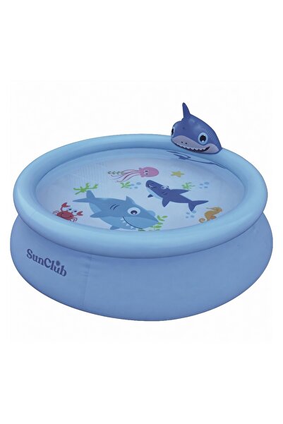 ALBADER Kids Inflatable Swimming Pool with Shark Sprayer, Outdoor Garden Spla...