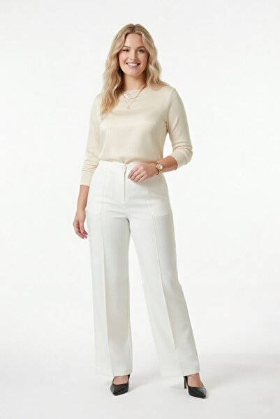 moda benna Women's Plus Size Crepe Trousers Palazzo Elastic Waist Full Lycra ...