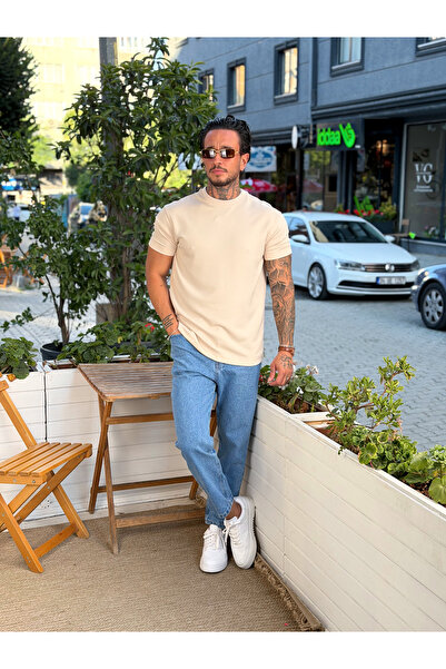 manch collection Regular Fit Basic Modal T-Shirt Cream