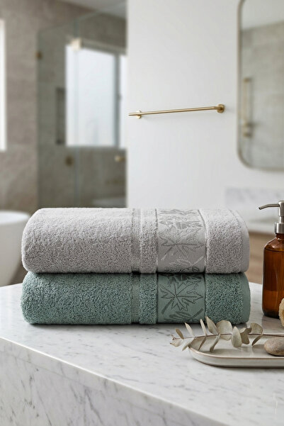 New Cotton Home Çınar 2-Piece Bath Towel Set 90X150 cm 100% Cotton Soft Textu...