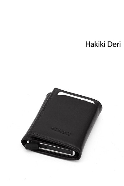 GÖNDERİ(R) Siyah Gön Hakiki Deri Unisex Kartlık