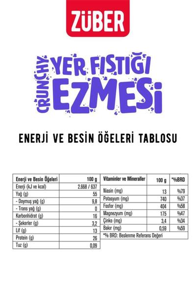 Züber Crunchy Yer Fıstığı Ezmesi 315g