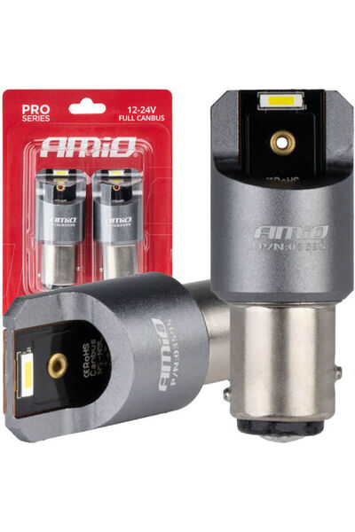 AMIO Λάμπες Αυτοκινήτου P21/5W Canbus LED 6000K Ψυχρό Λευκό 12-24V 2 τεμάχια
