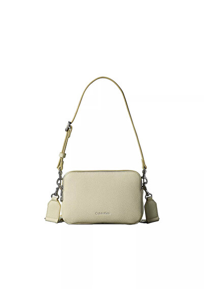 Calvin Klein Women's Adjustable Strap Leather Light Green Bag with Zipper Clo...