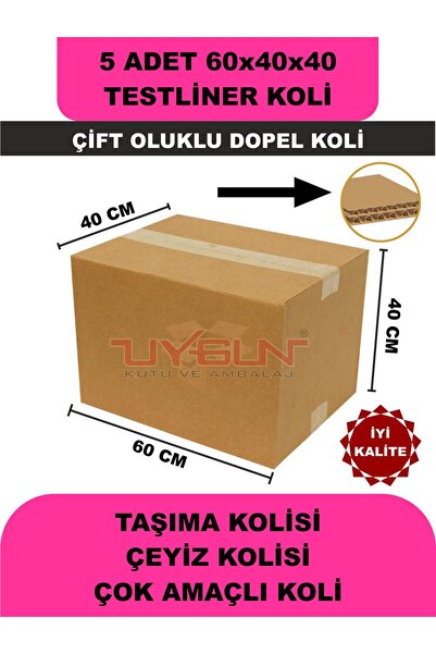 Uygun Kutu ve Ambalaj 5 ADET 60x40x40 EV TAŞIMA KOLİSİ, ÇEYİZ KOLİSİ, BOŞ KOL...