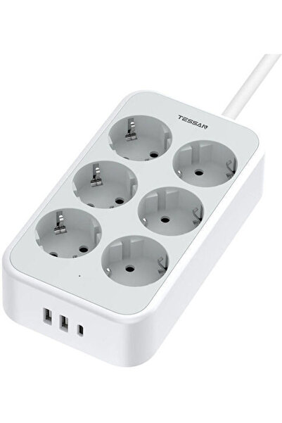 TESSAN Έξυπνο πολύπριζο 6 θέσεων με 2 USB-A, 2 USB-C και καλώδιο 2μ. Κωδικός:...
