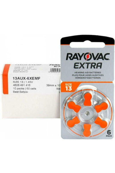 Rayovac Εξαιρετικά Προηγμένες Μπαταρίες Ακουστικών Βαρηκοΐας 13 1.45V 60 τεμάχια