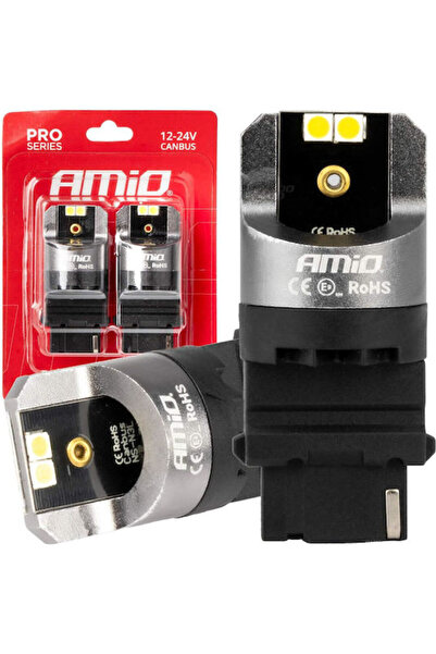 AMIO Λάμπες Αυτοκινήτου P27W Canbus LED 6000K Ψυχρό Λευκό 12-24V 2 τεμάχια