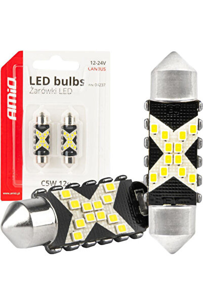 AMIO Λάμπες Αυτοκινήτου C5W Canbus LED 5500K Ψυχρό Λευκό 12-24V 2 τεμάχια