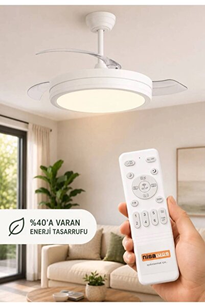 Nisa Kumandalı LED Avize Tavan Tipi Vantilatörlü Avize 3 Kademeli Aydınlatma