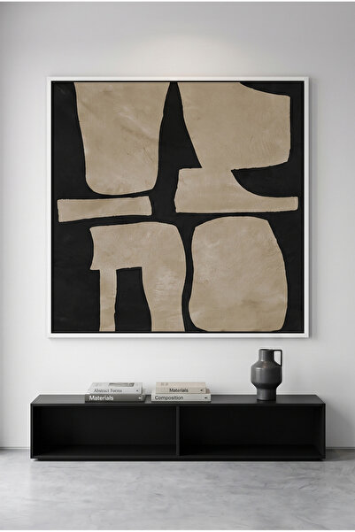 Jasmine Art Modern Tan Geometric Wall Art | Framed Canvas Print | Luxury Mode...