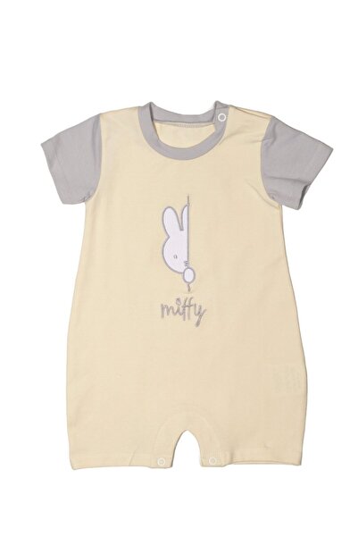 Miffy Des.14 Καλοκαιρινό Ολόσωμο Φορμάκι Εκρού με Κέντημα 9-12 Μηνών 74 εκ.