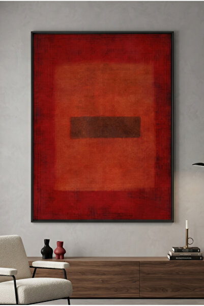 Jasmine Art Abstract Red Color Field Geometric Wall Art | Framed Canvas Print...
