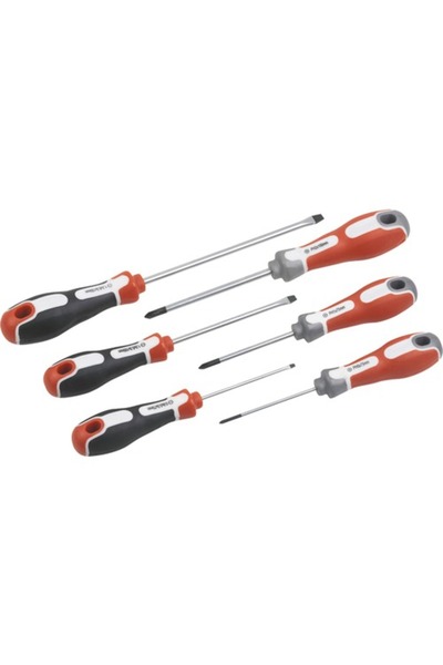 OEM Комплект плоски и кръстати отвертки Meister, горен и долен комплект, 6 броя