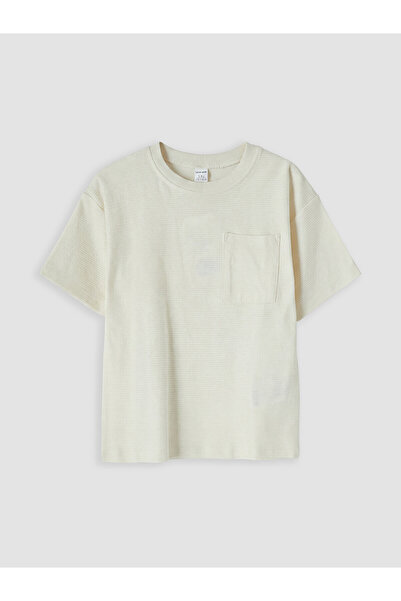 LC Waikiki Nevavm Oval Collar Striped Boy's T-Shirt with Difference