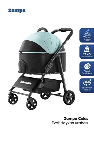 Zampa LD02X-BL Celes Premium Kedi & Köpek Arabası Açık Mavi/Siyah