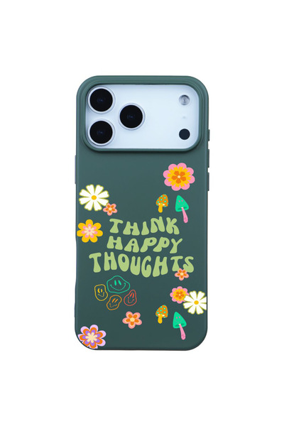 Casen iPhone 17 Pro Max Kaktüs Think Happy Renkli Silikon Kılıfı