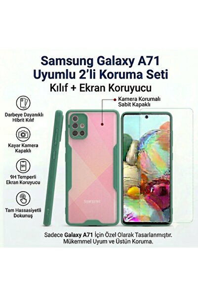 Nettech Samsung Galaxy A71 Uyumlu Kılıf + Ekran Koruyucu Set | Kamera Koruma ...