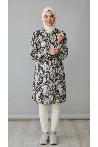 ECE GİYİM Women's Patterned Front Buttoned Empire Tunic Shirt