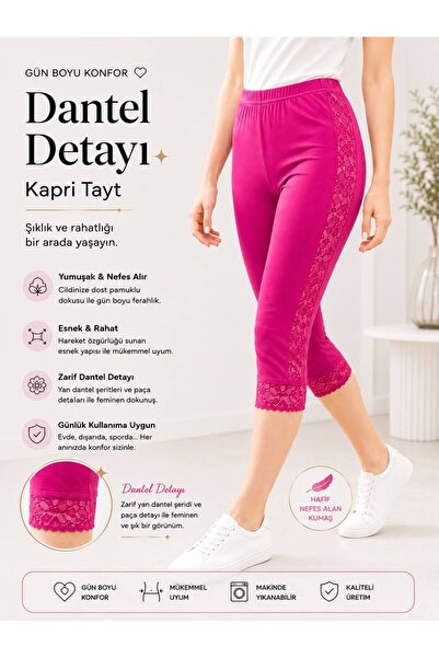 twenty ipek Women's Side Ruched Capri Leggings - 90% Cotton