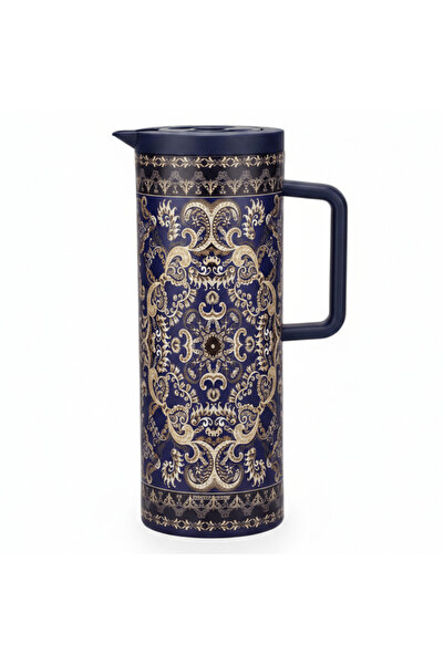 Hobby Lobby Navy Blue & Gold Vacuum Flask | Hot & Cold Beverage Server | 1 Litre