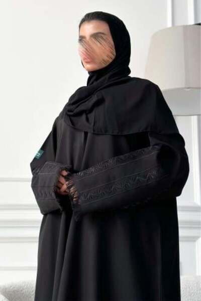 Lavin Crepe Abaya with Black Embroidery