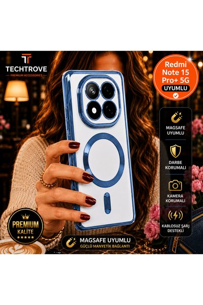 TechTrove Redmi Note 15 Pro Plus 5G Uyumlu Magsafe Şeffaf Darbe Korumalı Kame...