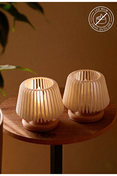 RubaTrend Dekoratif Led Tealight Mumluk | Masaüstü Aydınlatma | 2'li Set