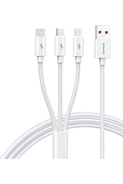 AWEI CL-120 Κανονικό Καλώδιο USB σε Lightning / Type-C / micro USB 1.2μ Λευκό