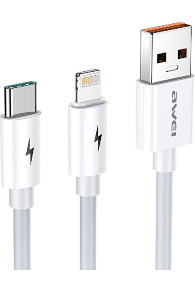 AWEI CL-79 Κανονικό Καλώδιο USB σε Lightning / Type-C 1,2μ 5Α Λευκό