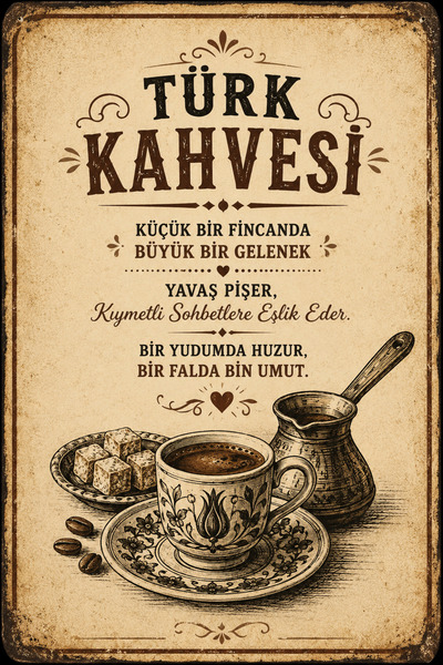 Lucena Pictură murală retro cu cafea turcească, panou decorativ din MDF pentr...
