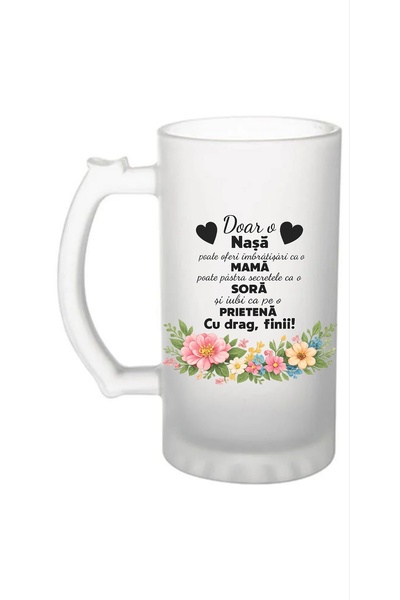 Arka9 Personalized sandblasted glass mug 500 ml – Design for Godmother