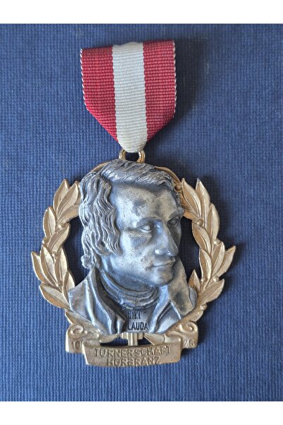 Edi Antik 1976 F1 Niki Lauda Medal Rare. Rare Relief Medal with Original Ribbon.
