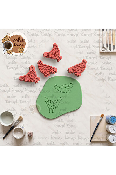 CookieKonsept Chicken Silhouettes Ceramic Mold Set Stamp 6cm |   Compatible w...