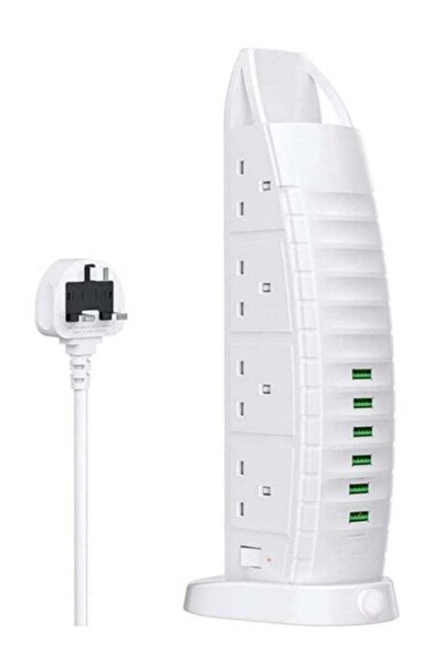 ELTRAZONE 8 Way Stylish Power Extension Cord, 6 USB Fast Charging Ports, Burj...