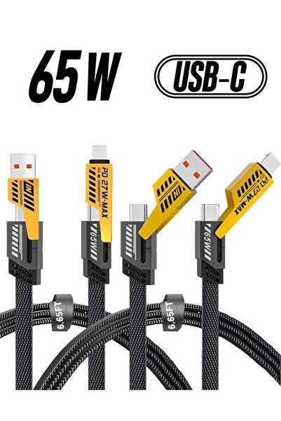 ELTRAZONE 2-Pack 4-in-1 Fast Charging Cable – 6.65 Ft Braided USB-C, USB-A, &...