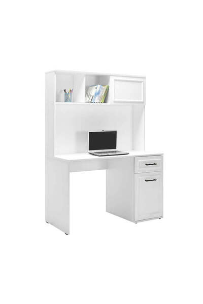 Adore Birou rustic cu bibliotecă, Alb mat, 120x167x60 cm - Alb