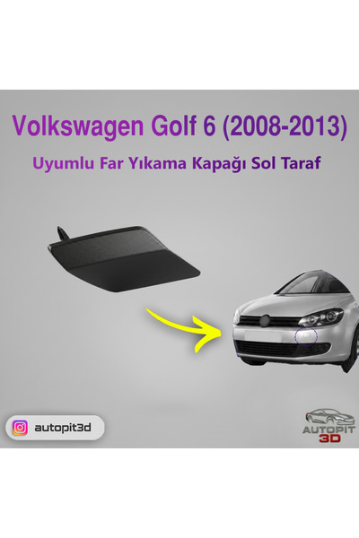 AutoPit 3D Volkswagen Golf 6 (2008-2013) Uyumlu Ön Tampon Far Yıkama Kapağı S...