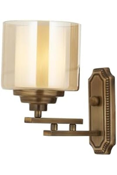 Yıldızan ZG Store AP-60402-1E شمعدان زجاجي معدني E27 بطلاء عتيق 25x15 سم 1053162