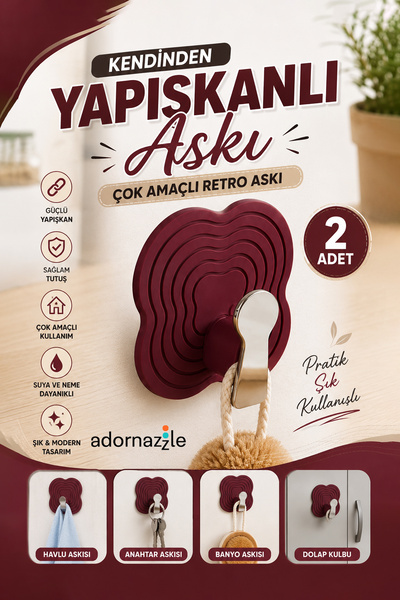 adornazzle Kendinden Yapışkanlı Askı, Yapışkanlı Retro Askı, Çok Amaçlı Retro...