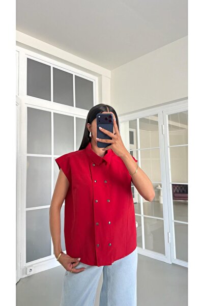 GAUS CO Kırmızı Sıfır Kol Çıtçıt Düğmeli Yelek GAUS-01639