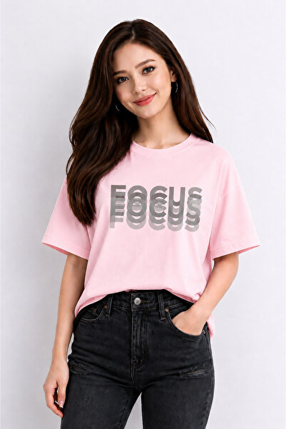 VODEXA Μπλουζάκι Unisex Oversize με στάμπα Focuss, 100% βαμβακερό, άνετη εφαρ...
