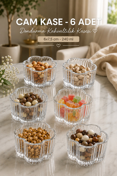 clasavm Layan 6-Piece Glass Snack and Dessert Bowl - Magnolya-Magnolia Presen...