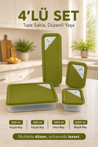 Sariva Home Set of 4 Square Storage Containers with Lids 2X500 ml 1200 ml 260...