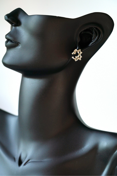 XUPING JEWELRY Zirkon Taşlı Minimal Çelenk 14K Altın Kaplama VIP Küpe