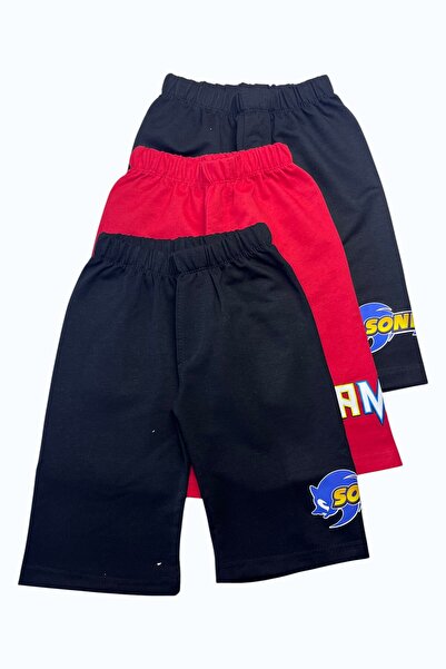 Minik Motion Children's Boys Combed Cotton Capri Sweatpants Printed Set of 3