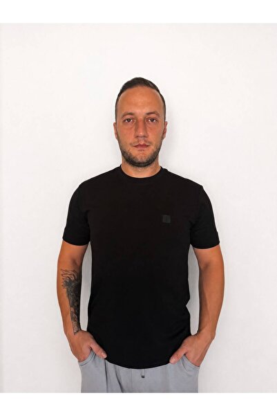 Erkek siyah slim fit t-shirt