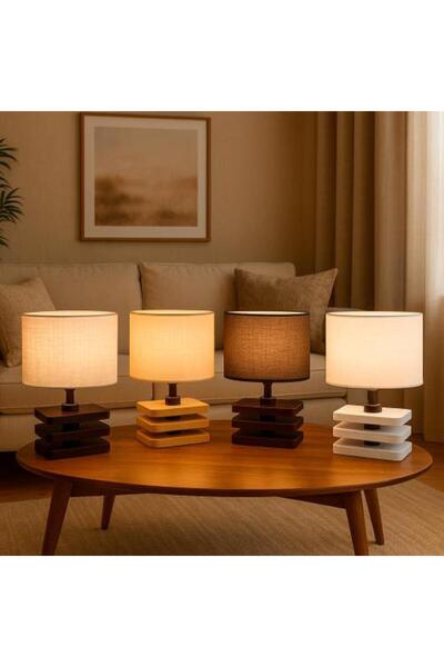 Generic Modern wooden table lamp with four colors